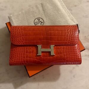 Hermès Constance Long Wallet : Exotic Mississipiensis shiny alligator